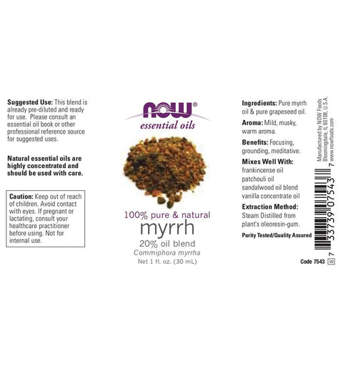 NOW 100% Pure & Natural Myrrh Oil 20% 1 oz
