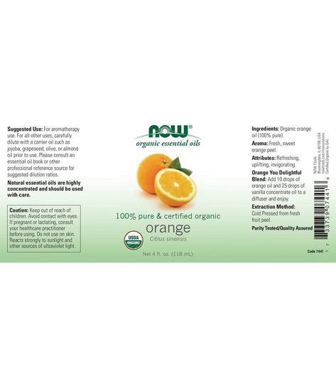 NOW Organic Orange Oil Organic 4 oz