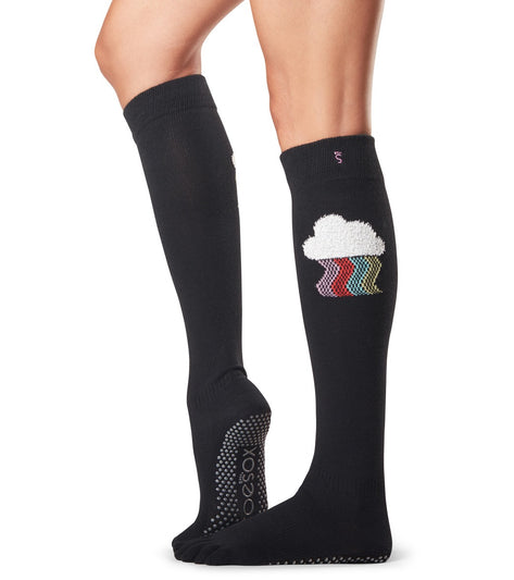 Toesox Knee High Scrunch Full-Toe Yoga Grip Socks