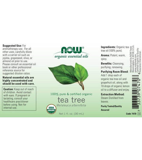 NOW Organic Tea Tree Essential Oil 1 oz