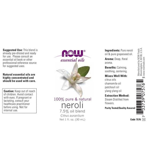 NOW 100% Pure & Natural Neroli Oil 7.5% 1 oz