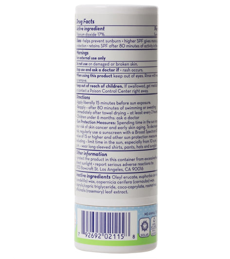 California Baby Super Sensitive Broad Spectrum SPF30+ Sunscreen Stick, no fragrance