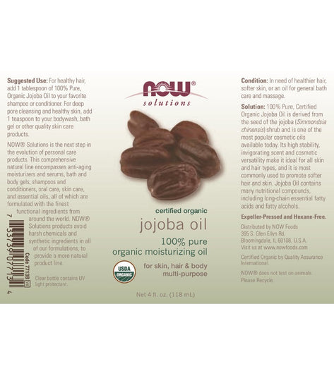 NOW Organic 100% Pure Jojoba Oil 4 oz