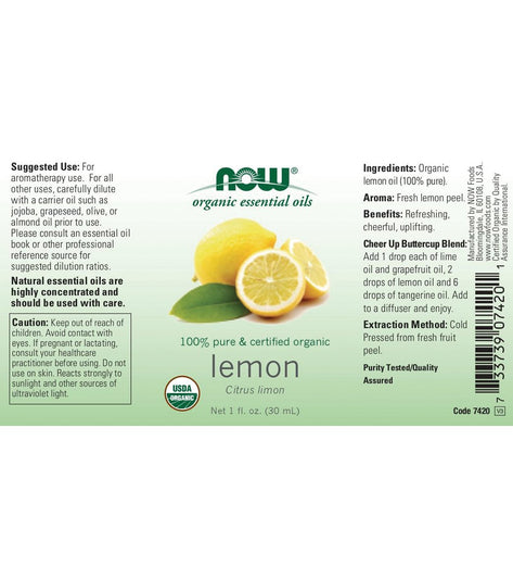 NOW Organic Lemon Oil Organic 1 oz