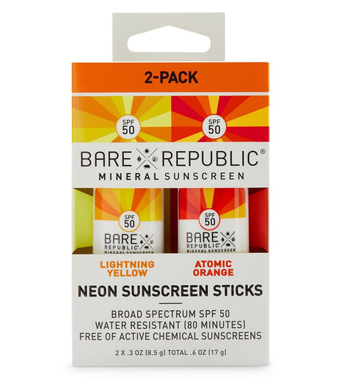 BARE Republic Mineral Neon SPF 50 Color Stick 2 Pack